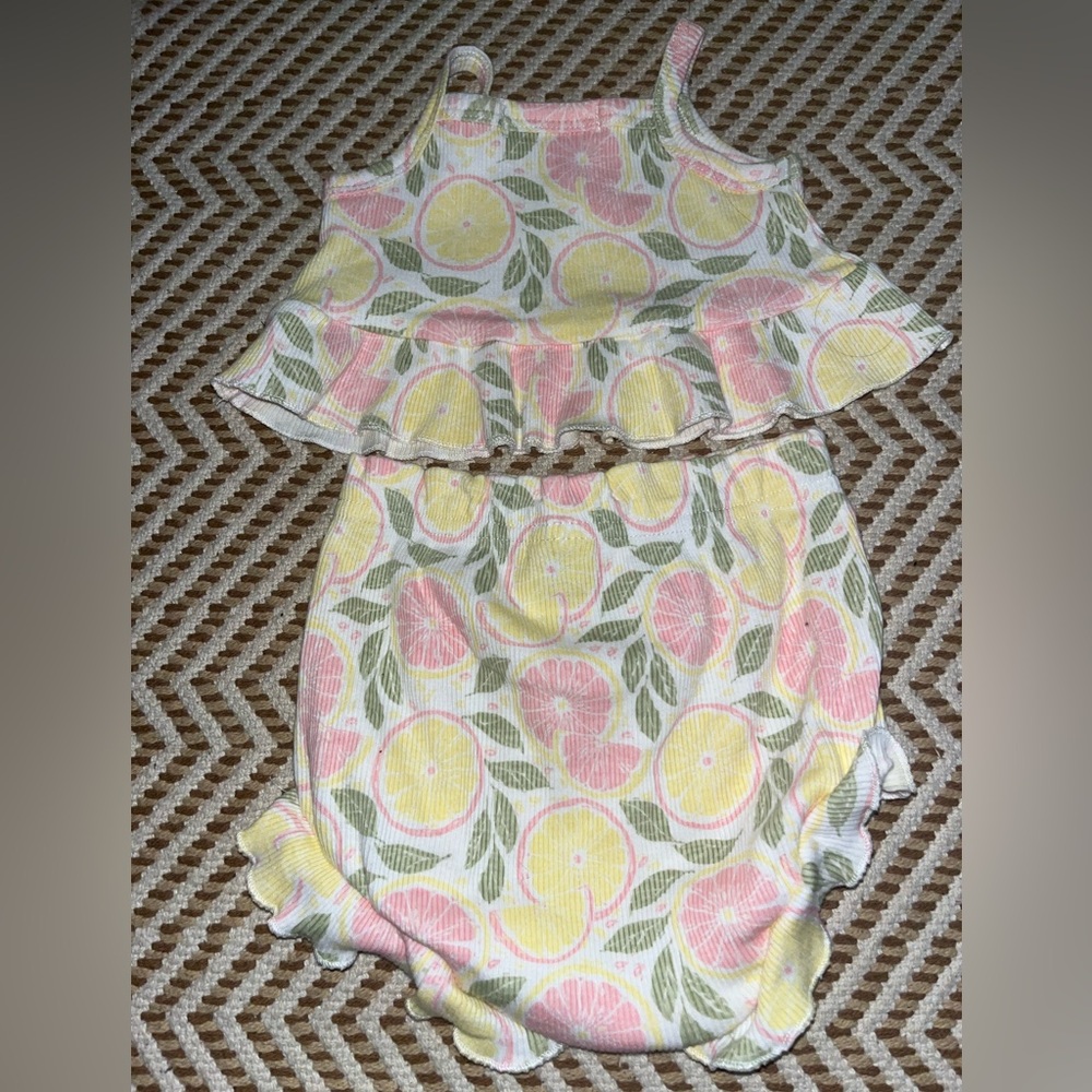 NWOT Rachel and Zoe baby girls size 6/9M summer lemon patterned set - Picture 6 of 7